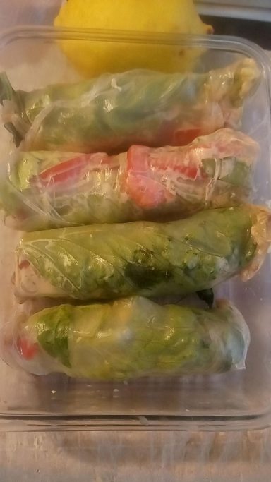 Mother Hazel’s Delicious Gluten-free Organic Rice Wrap with fresh vegetables and a special sauce
